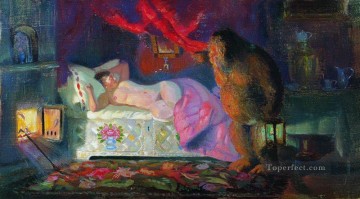 イエス Painting - 商人の妻とドモヴォイ 1922年 ボリス・ミハイロヴィチ・クストーディエフ